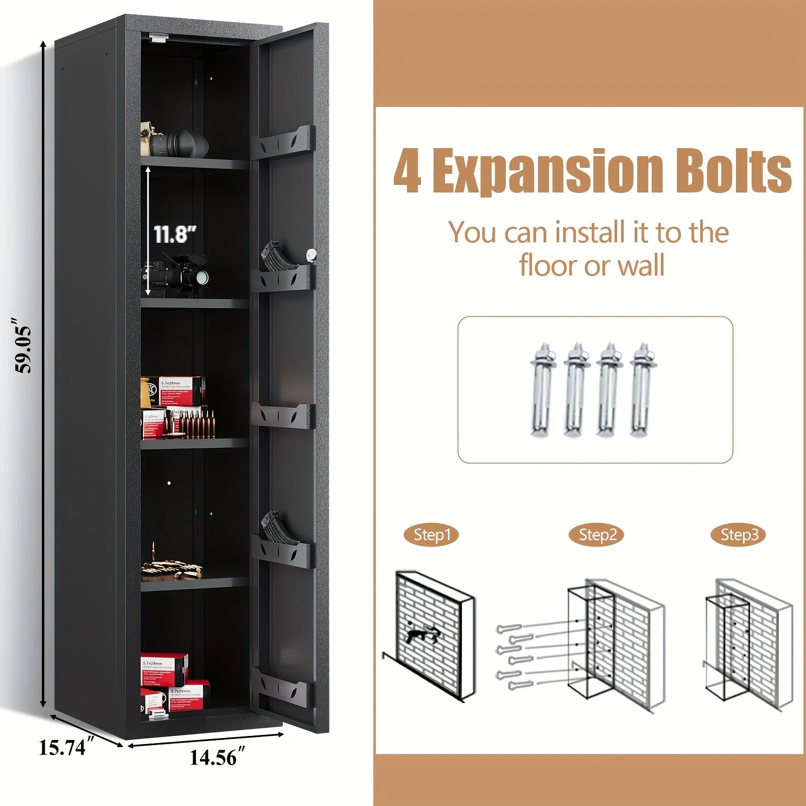 59"H Gun & Ammo Storage Cabinet - Sapital